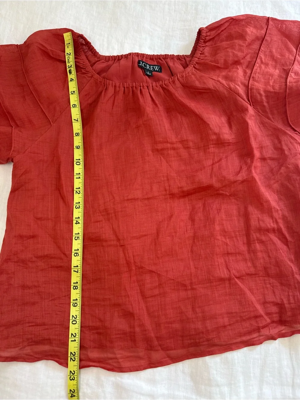 J. Crew Puff Sleeve Top In Ramie